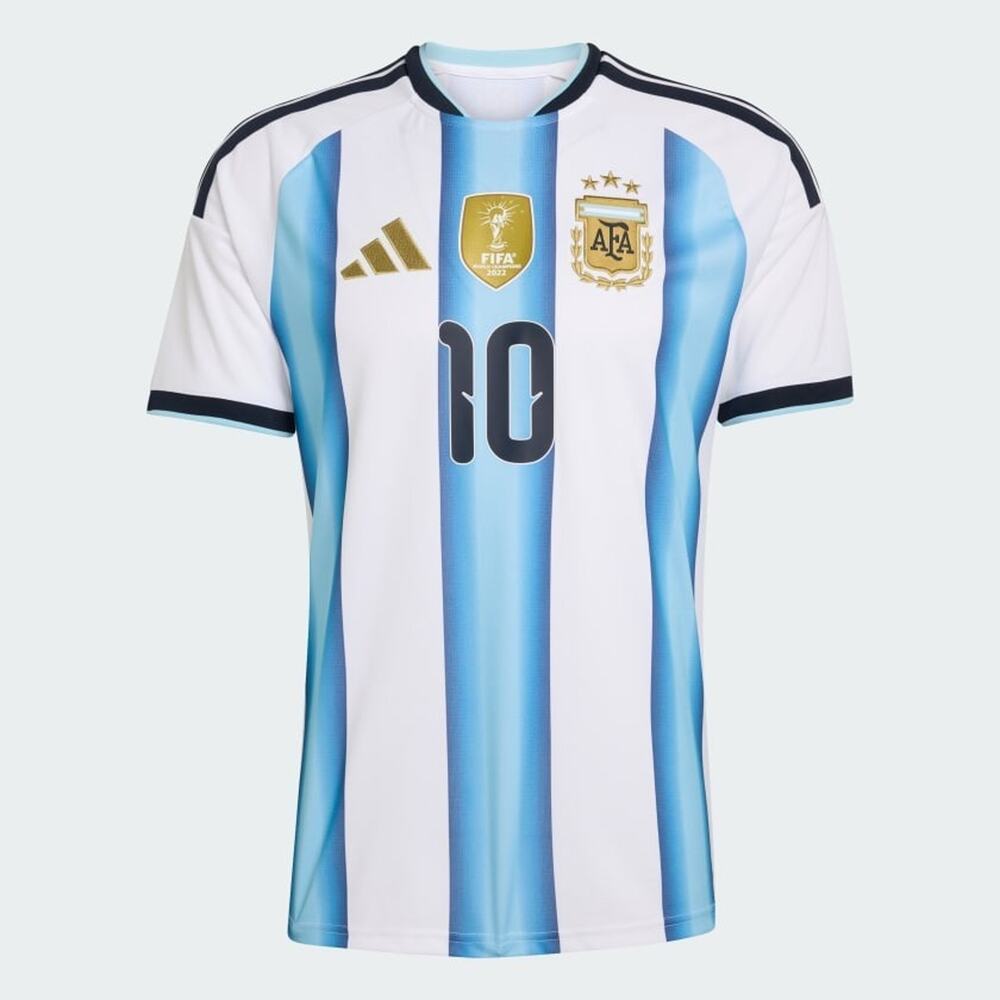 NWT Adidas Argentina 26 Home Messi #10 Soccer Jersey M White Ice Blue AFA Slim - Picture 9 of 16